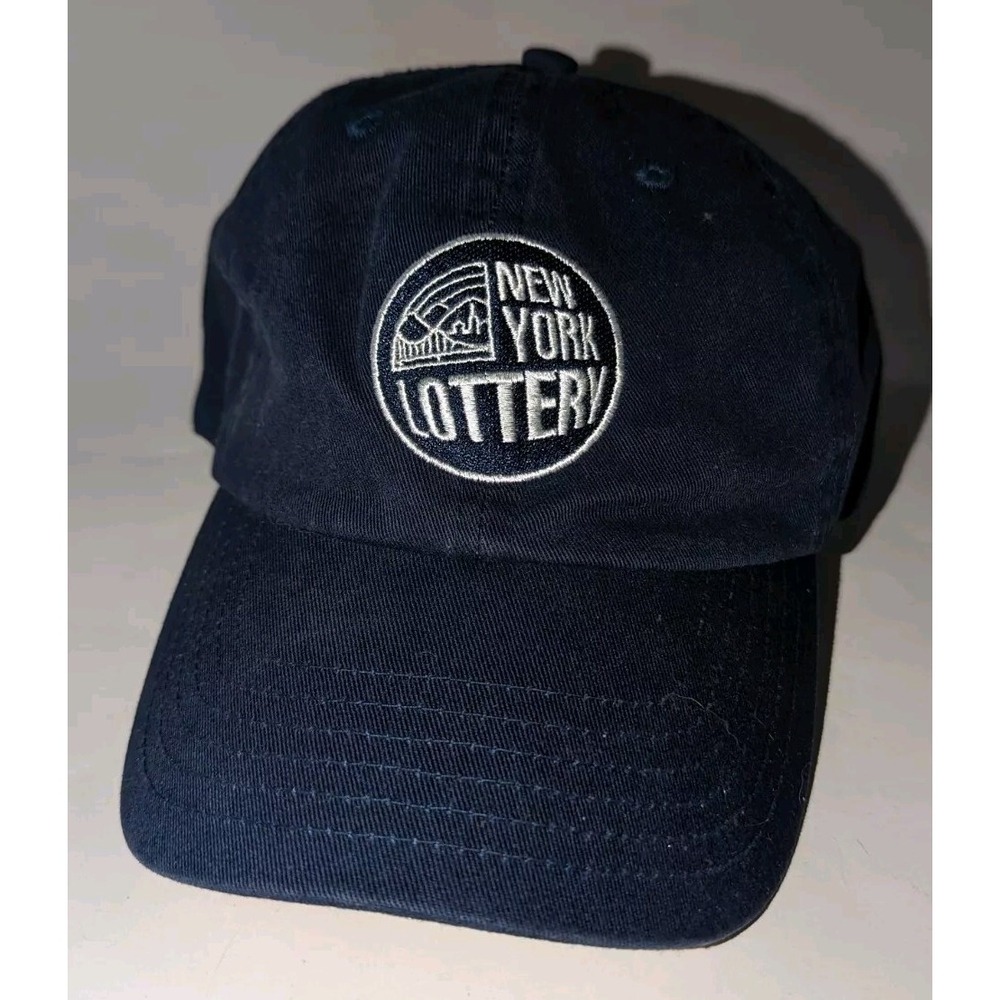 Vintage New York Lottery Strapback Hat Men's One Size Fits All Blue NYS Lotto